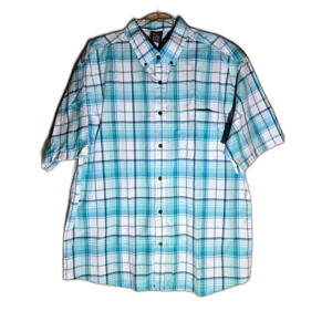 Walnut Creek XL Blue Plaid Button Up Short Sleeve Shirt